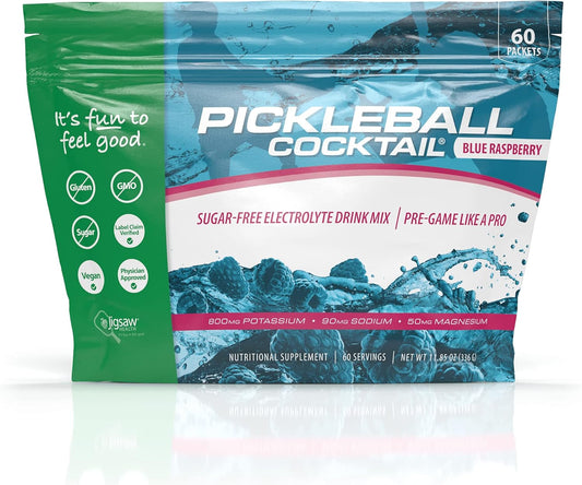 60 Servings Jigsaw Health Pickleball Cocktail in Blue Raspberry Flavor Packets
