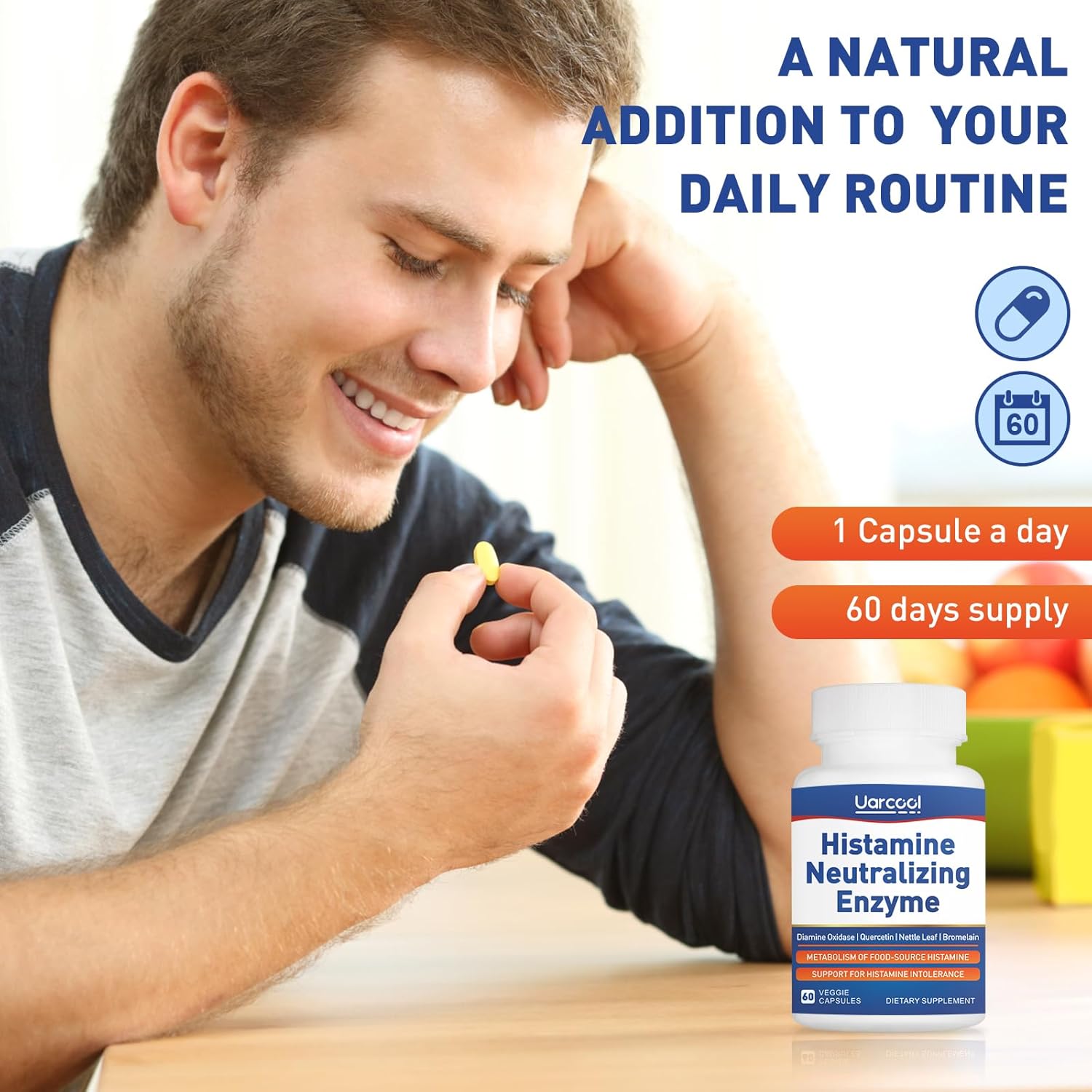 60 Softgels of Uarcool Histamine Diamine Oxidase Supplement for Digestive Health - Made in USA