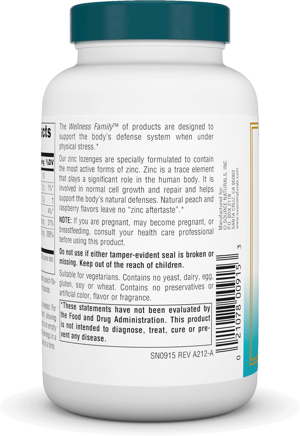 60 Source Naturals Wellness Zinc Lozenges for Immune Support