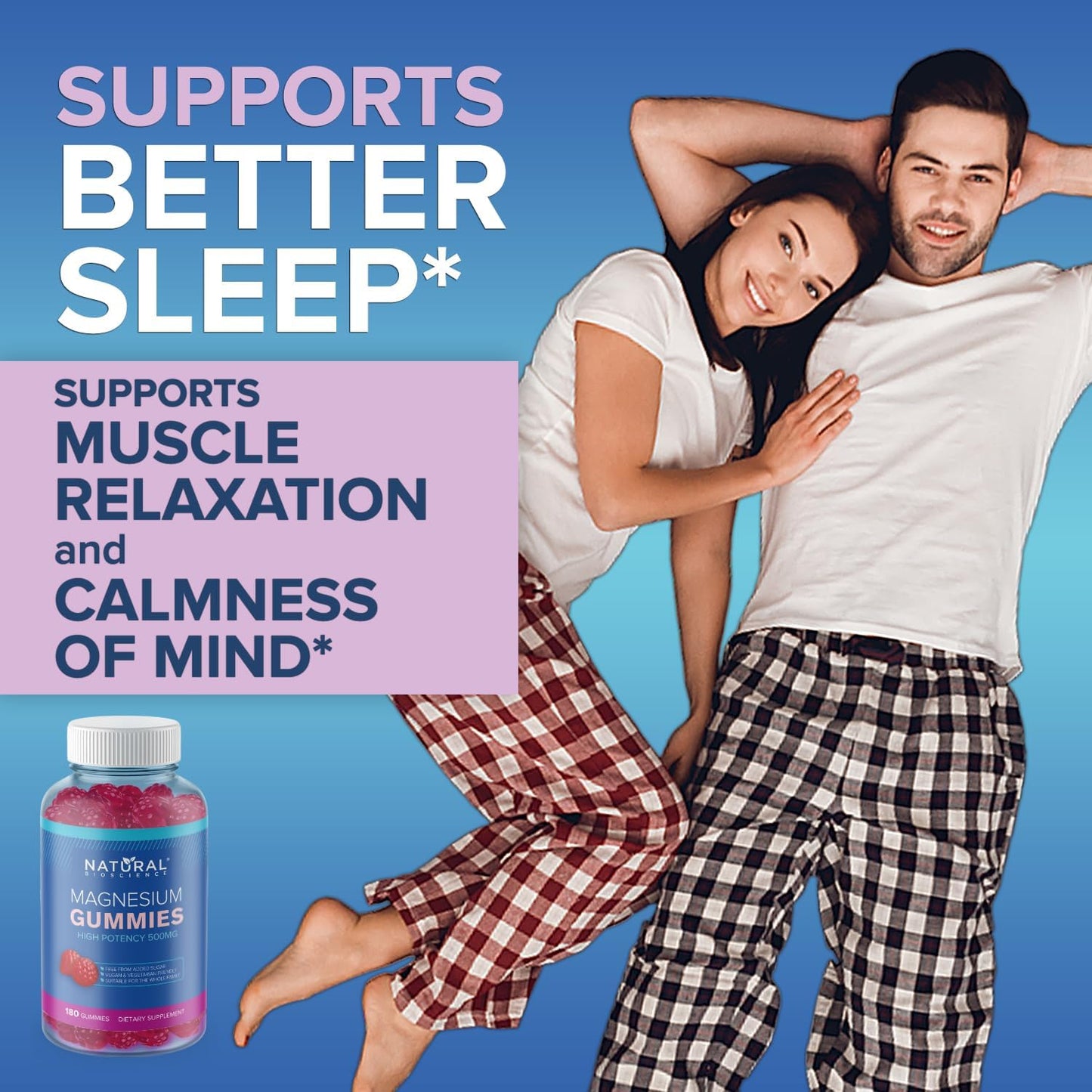 60 Sugar Free Magnesium & Zinc Gummies for Adults - Extra Strength, Vegan, Gluten Free, Relaxation, Immune Support - Non-GMO, 50mg