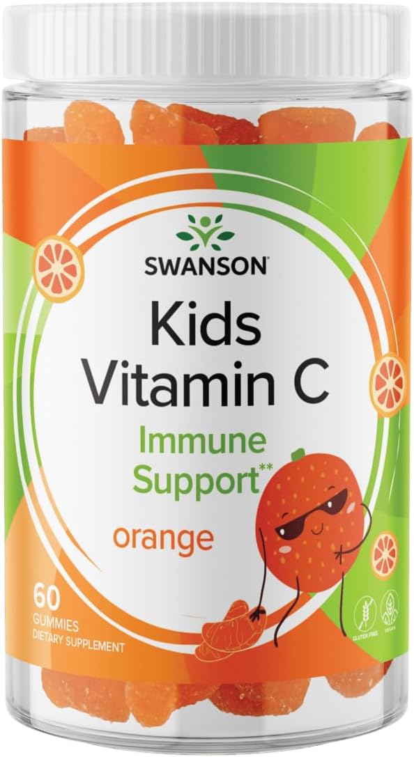 60 Swanson Kids Orange-Flavored Vitamin C Gummies for Children's Immune Support