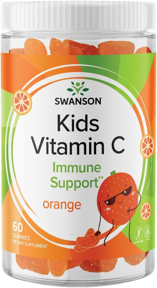 60 Swanson Kids Orange-Flavored Vitamin C Gummies for Children's Immune Support