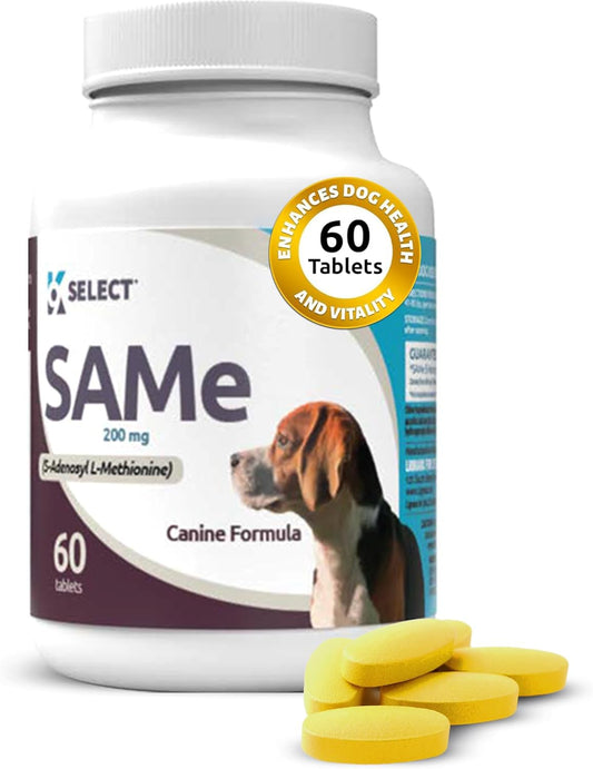 60 Tablets of K9 Select SAM-e for Medium and Large Adult Dogs: 200mg S-Adenosyl L-Methionine for Cognitive and Liver Support, Nutritional Revitalisation