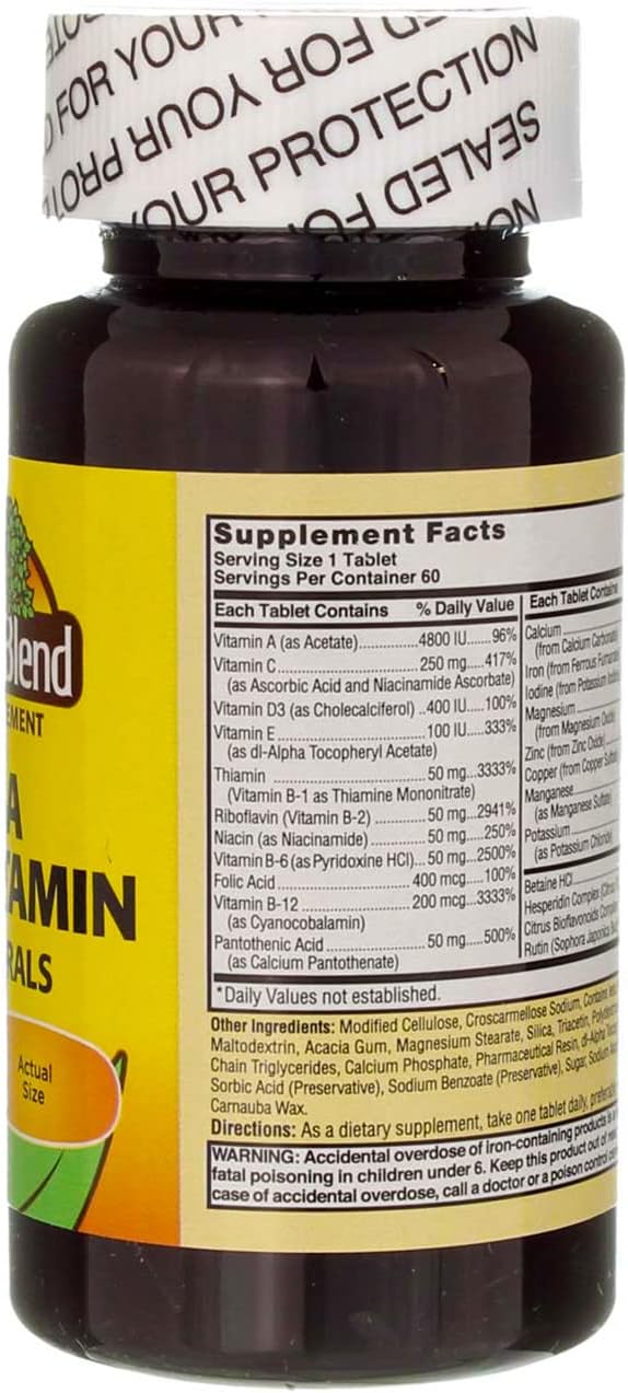 60 Tablets of Nature's Blend Mega Multi with Chelated Minerals for Optimal Health and Wellness
