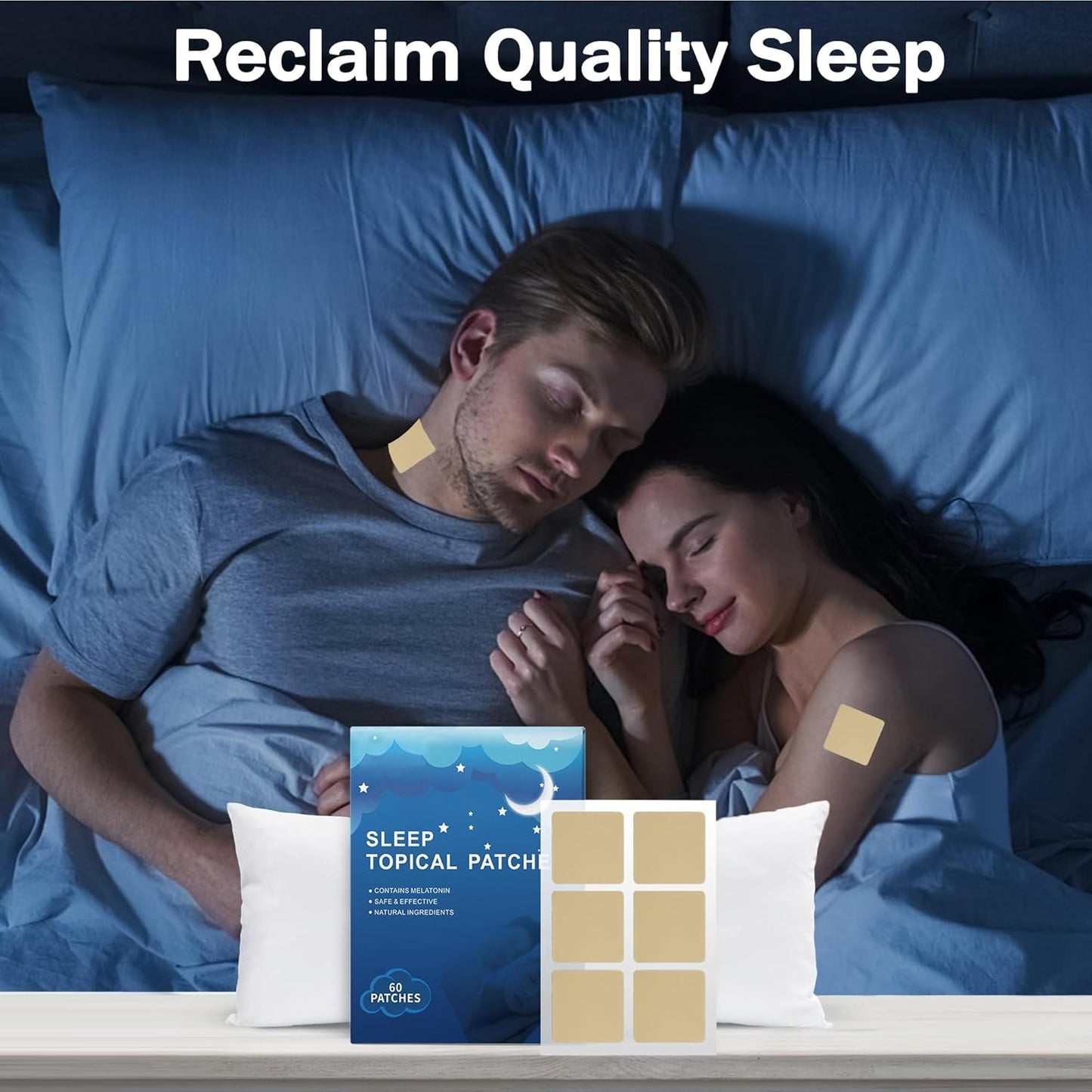 60 Vanish Sleep Patches for Adults - Natural Plant Extract Sleeping Aid - Side Effect-Free Deep Sleep Solution to Banish Groggy Mornings