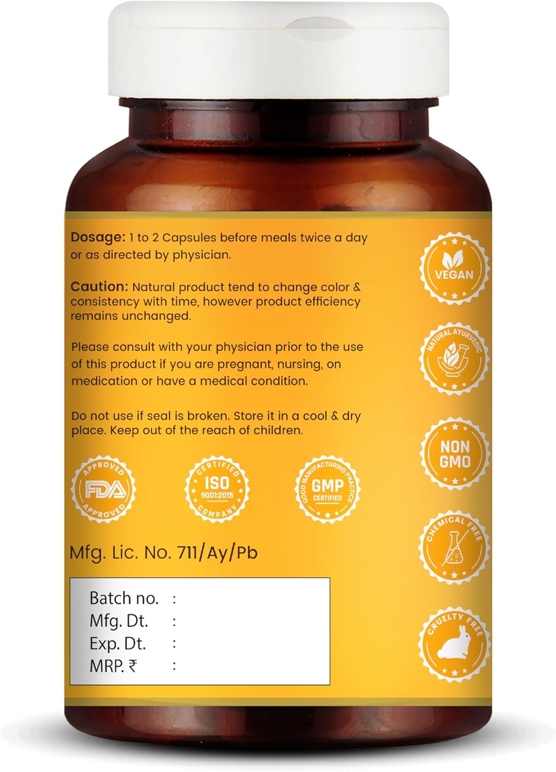 60 VEDIKROOTS Curcumin Capsules for Joint Comfort, Anti-Aging, and Inflammation Relief - Antioxidant Properties - 60 Veg Capsules