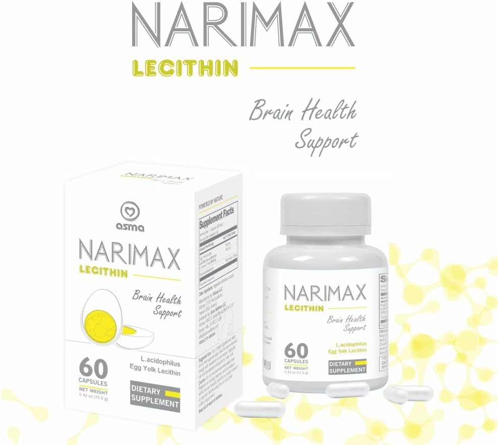 60 Veg Capsules of Asma Narimax Lecithin Nutritional Supplement for Improved Health