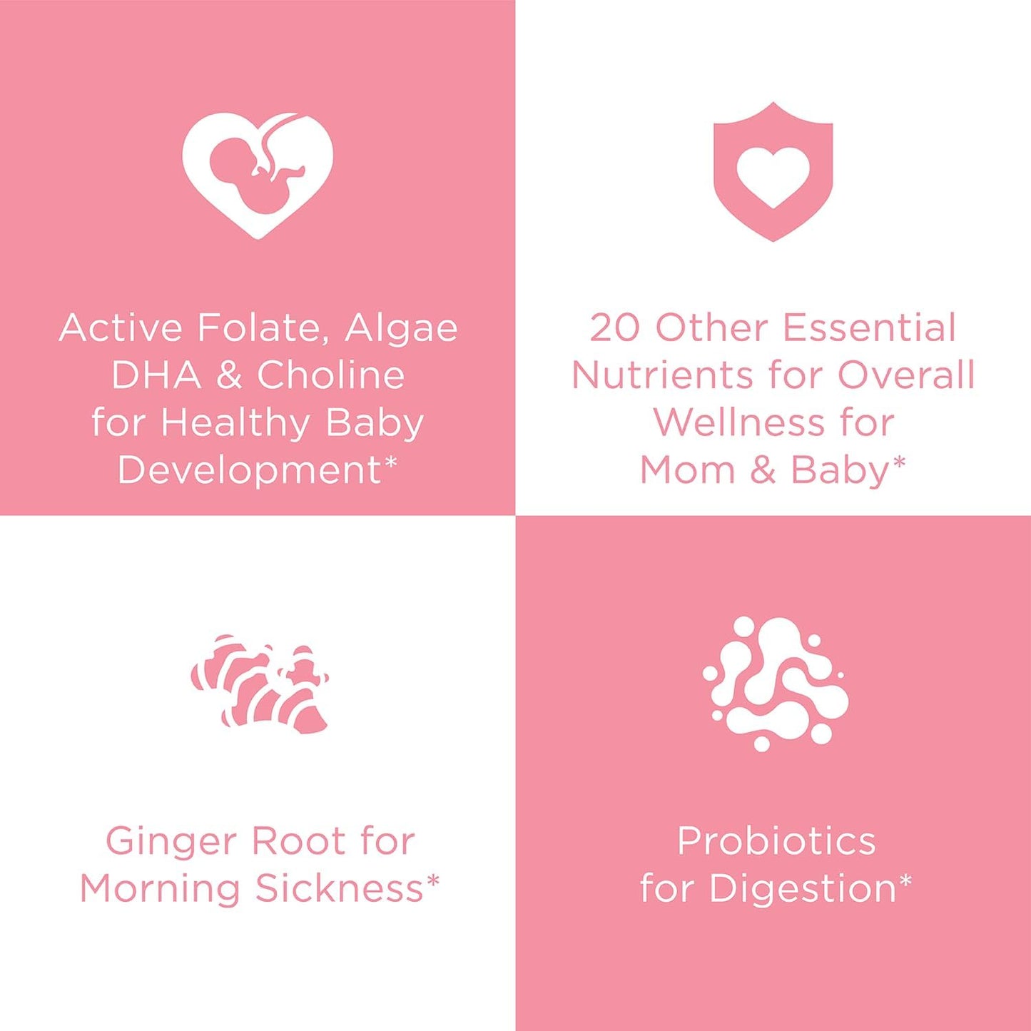 60 Vegan Capsules Hyland's Easy Morning Prenatal Multivitamin with Folate, Choline, Zinc, Ginger Root, Prebiotics, Algae DHA - Digestive Health & Morning Sickness Relief