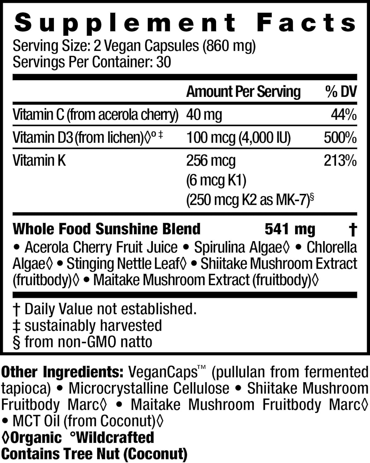 60 Vegan Capsules of HealthForce SuperFoods Truly Natural Vitamin D for Optimal Health Support