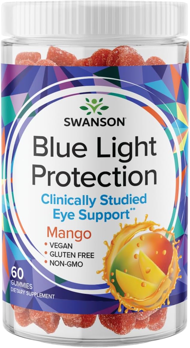60 Vegan Mango Lutein & Zeaxanthin Gummies for Blue Light Protection - Vision Supplement for Retinal & Macular Health by Swanson