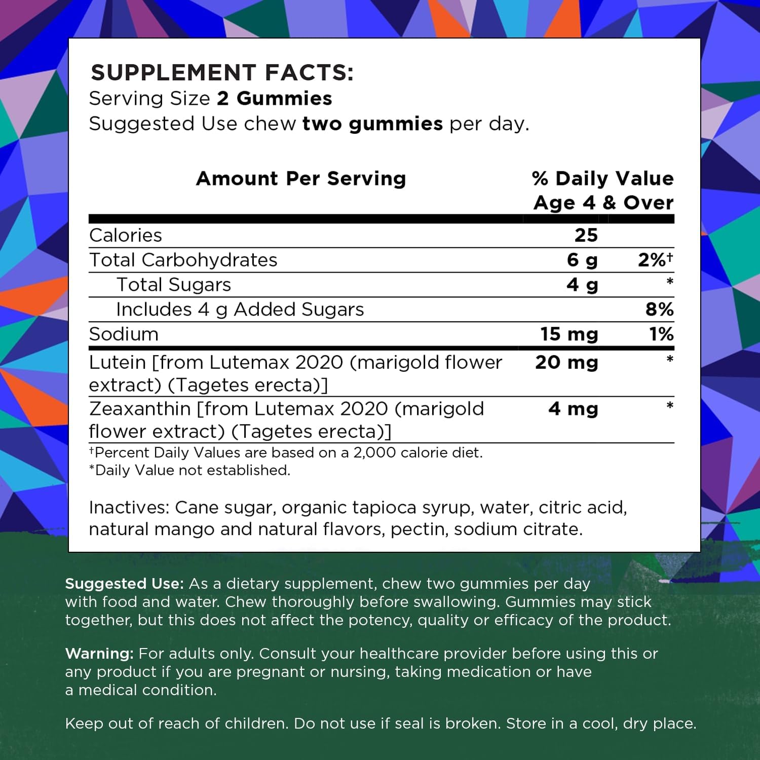 60 Vegan Mango Lutein & Zeaxanthin Gummies for Blue Light Protection - Vision Supplement for Retinal & Macular Health by Swanson