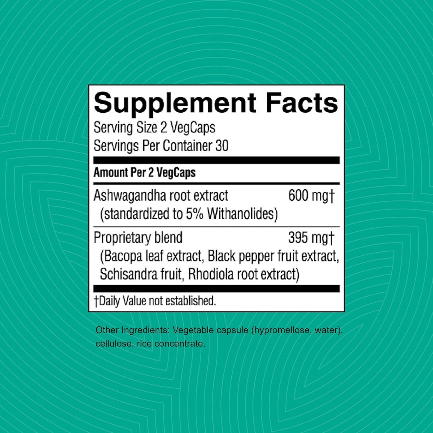 60 VegCaps of Nature's Sunshine Ashwagandha Supplement for Natural Stress Relief and Anxiety Support