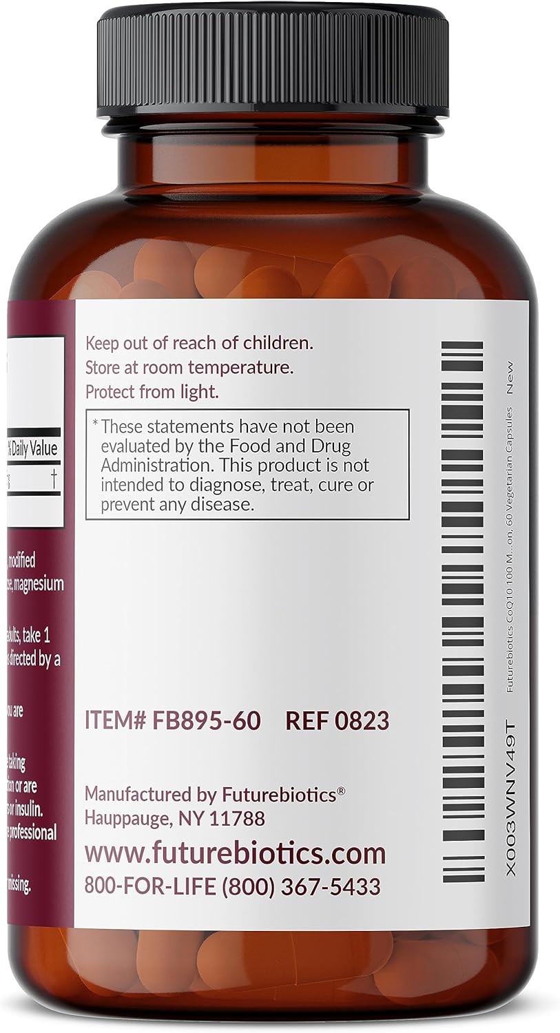 60 Vegetarian Capsules Futurebiotics CoQ10 100 MG for Cellular Energy Production - BoostGo Australia