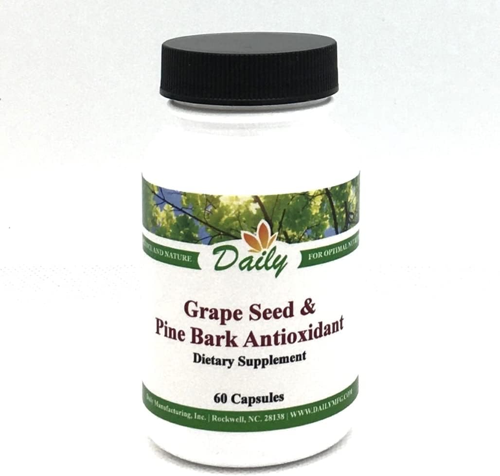 60 Vegetarian Capsules of Daily Manufacturing Grape Seed & Pine Bark Extracts with OPC & Citrus Bioflavonoids