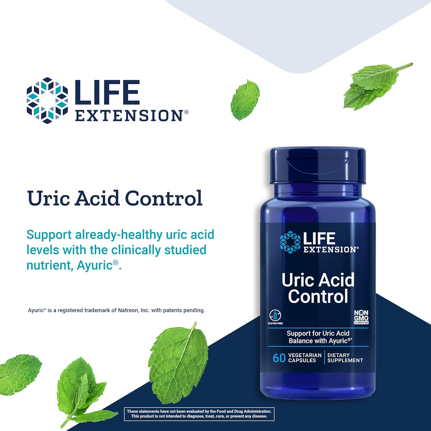 60 Vegetarian Capsules of Life Extension Uric Acid Support Supplement