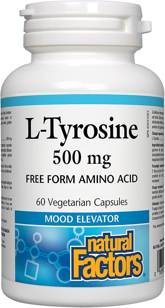 60 Vegetarian Capsules of Natural Factors L-Tyrosine for Stress Management