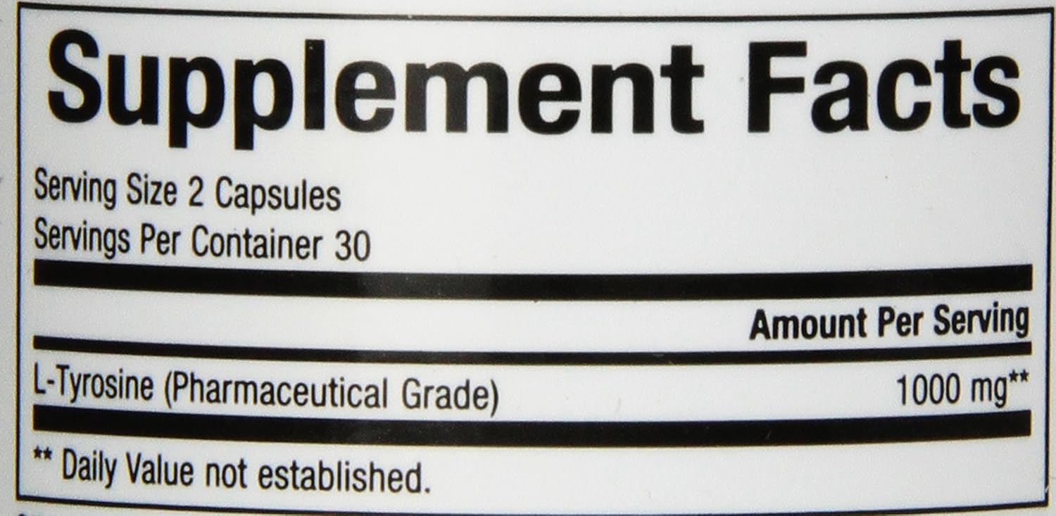 60 Vegetarian Capsules of Natural Factors L-Tyrosine for Stress Management