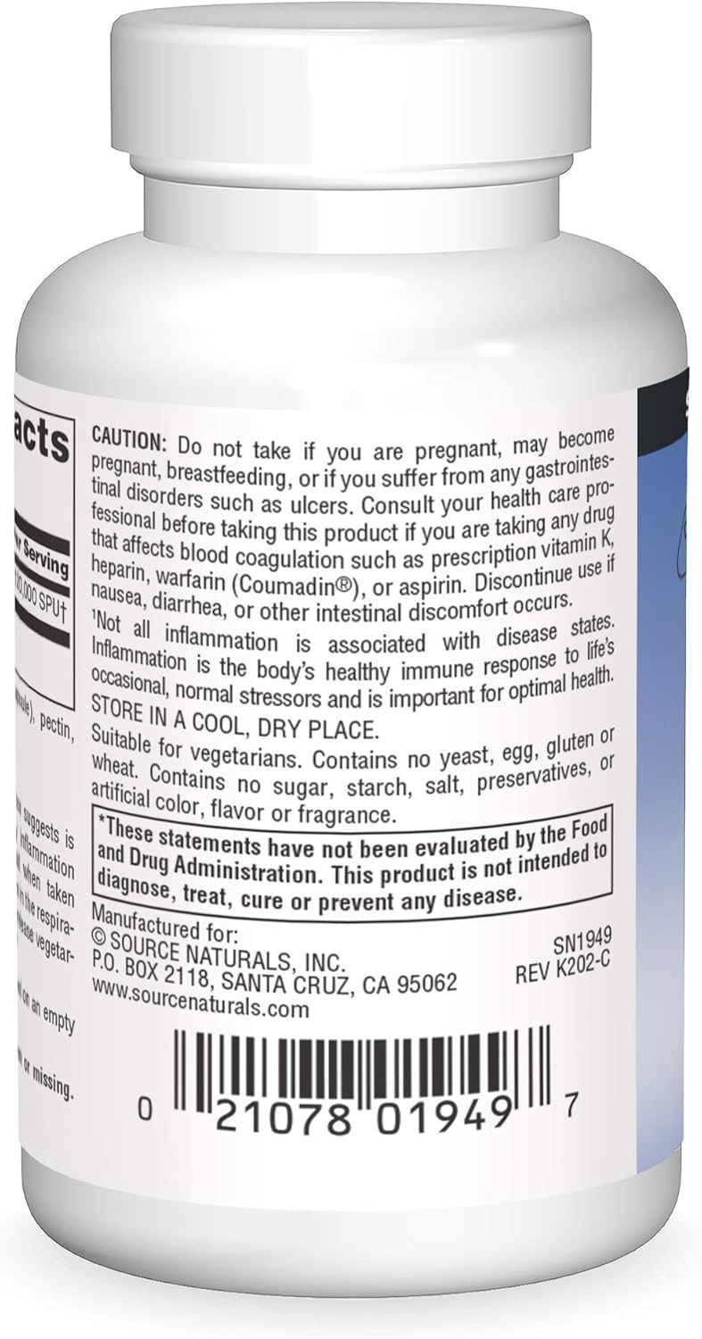 60 Vegetarian Capsules of Source Naturals Serrapeptase with Delayed Release Enzyme