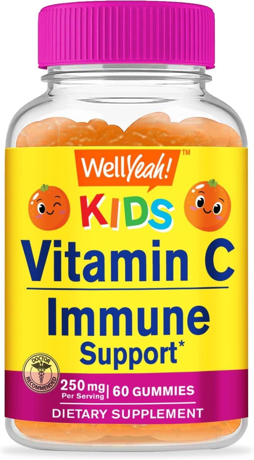 60 WellYeah Kids Vitamin C Gummies with 250mg - Immune Support for Children