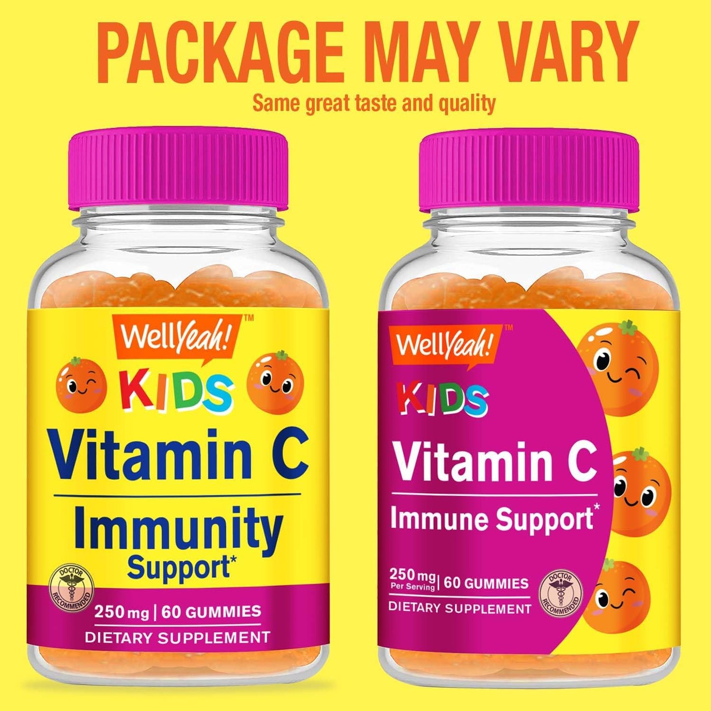 60 WellYeah Kids Vitamin C Gummies with 250mg - Immune Support for Children