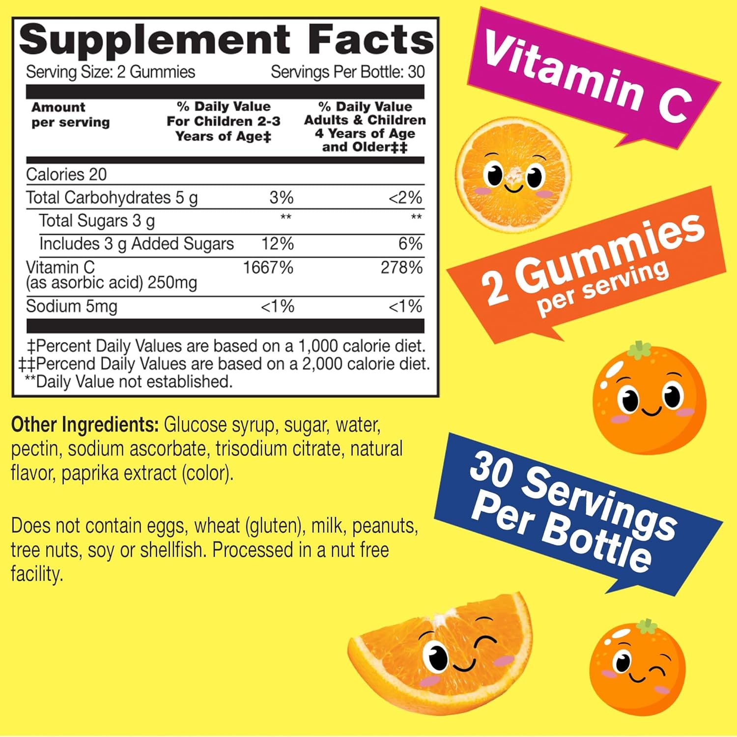 60 WellYeah Kids Vitamin C Gummies with 250mg - Immune Support for Children