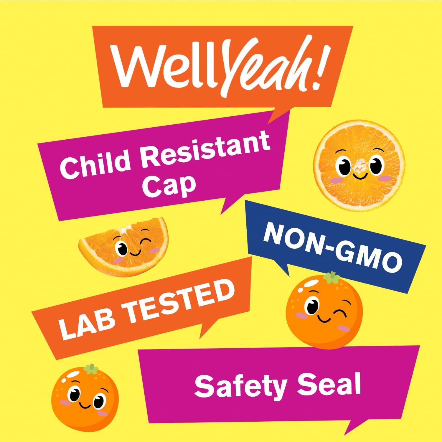 60 WellYeah Kids Vitamin C Gummies with 250mg - Immune Support for Children