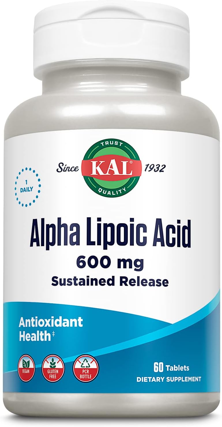 600 mg 60 Count KAL Alpha Lipoic Acid SR Tablets for Antioxidant Support