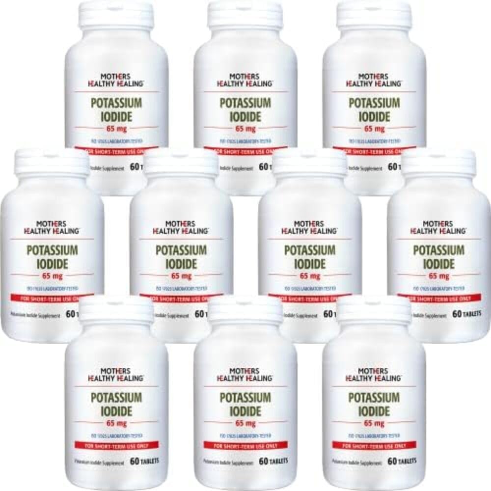 600 Potassium Iodide Tablets for Thyroid Support - 65mg KI Supplement - Short Term Use - Iodine Supplement