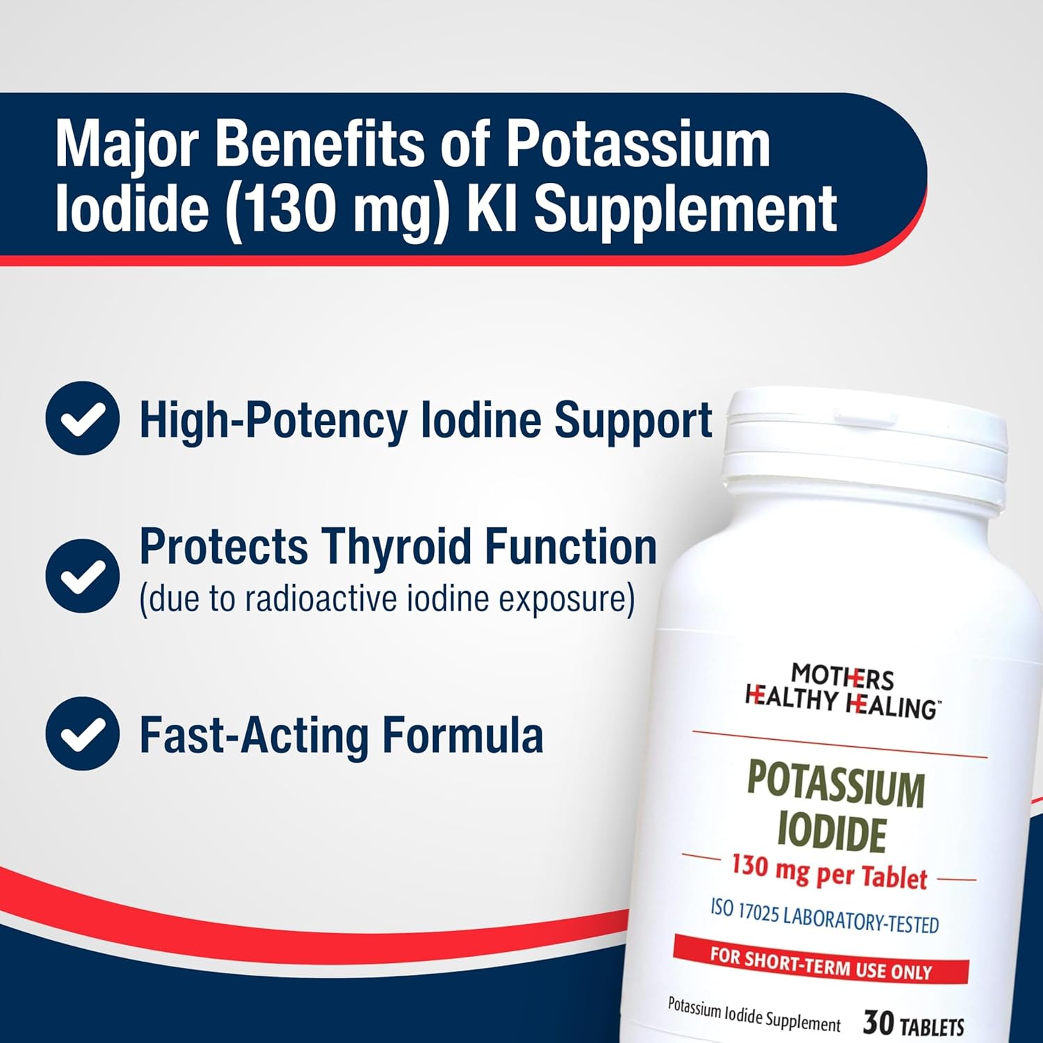 600 Potassium Iodide Tablets for Thyroid Support - 65mg KI Supplement - Short Term Use - Iodine Supplement