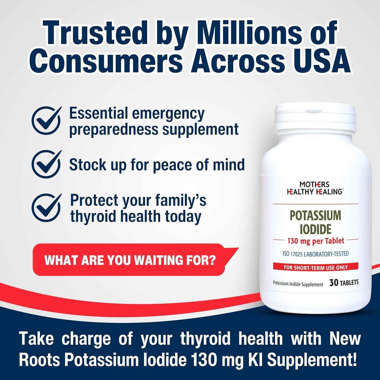 600 Potassium Iodide Tablets for Thyroid Support - 65mg KI Supplement - Short Term Use - Iodine Supplement