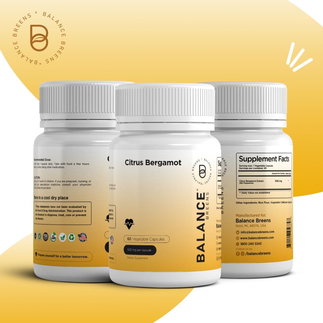 600mg Alpha GPC Choline + 500mg Citrus Bergamot Supplement Combo by Balancebreens