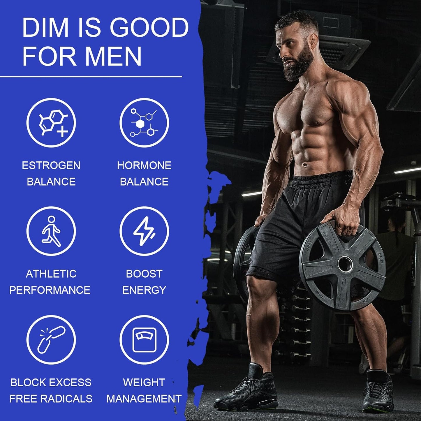 600mg DIM Supplement for Hormone Balance in Men & Women - Estrogen Blocker for Menopause, PCOS, Acne - 60 Capsules