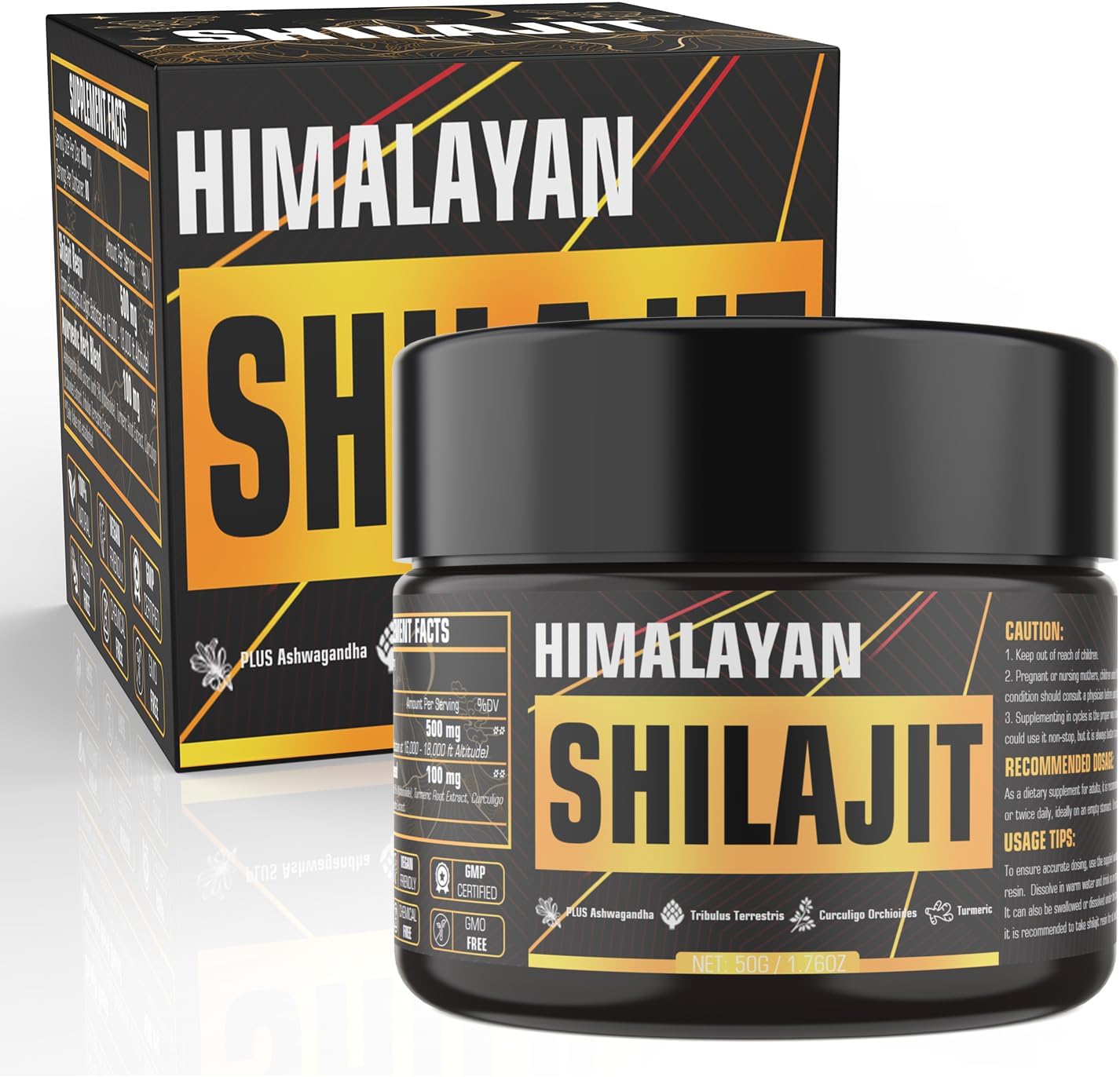 600mg Himalayan Organic Shilajit Resin Supplement with 85+ Trace Minerals for Men - Golden Grade Pure Shilajit Resin