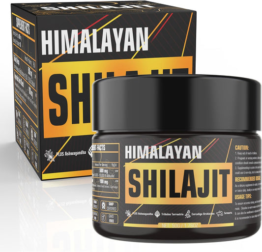 600mg Himalayan Organic Shilajit Resin Supplement with 85+ Trace Minerals for Men - Golden Grade Pure Shilajit Resin