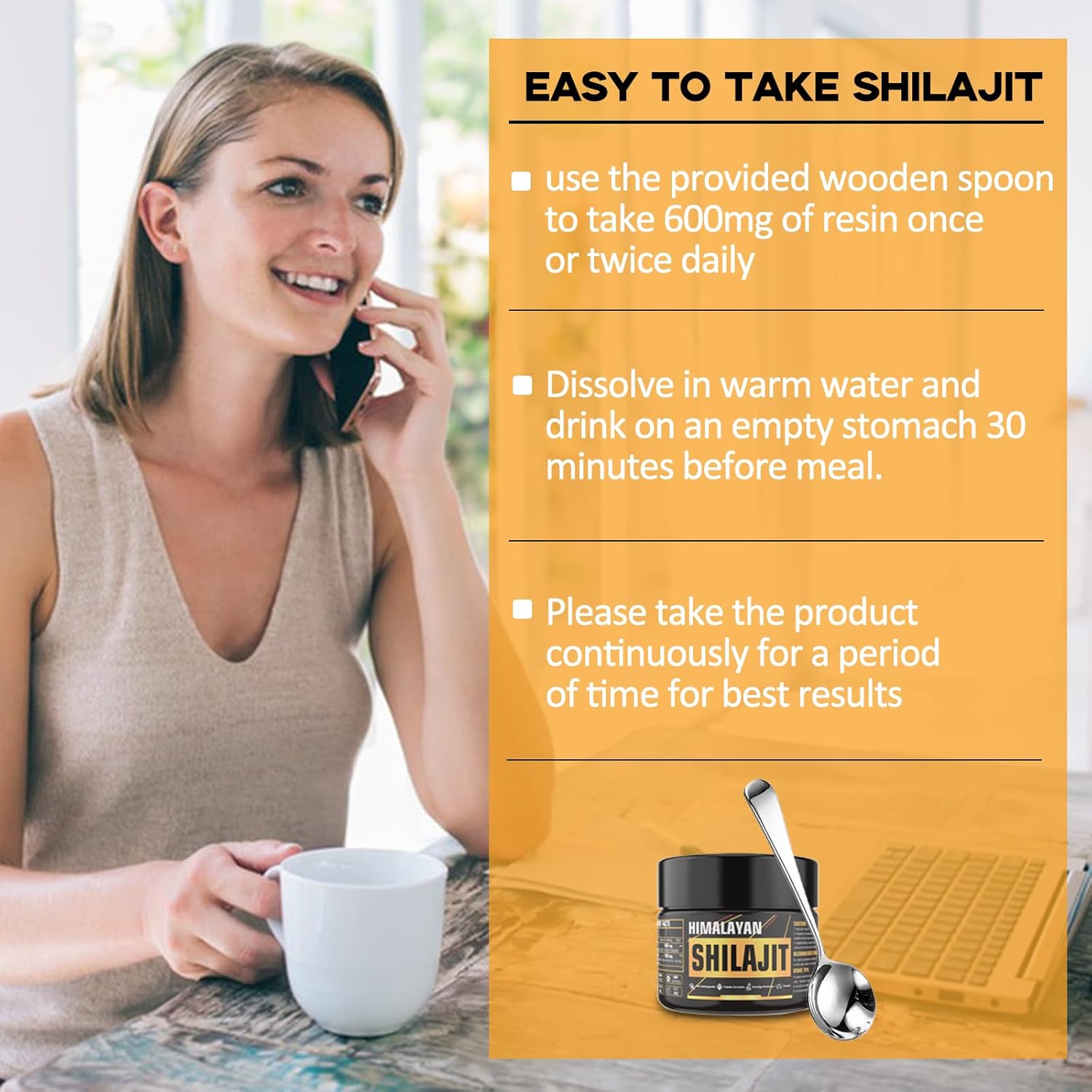 600mg Himalayan Organic Shilajit Resin Supplement with 85+ Trace Minerals for Men - Golden Grade Pure Shilajit Resin