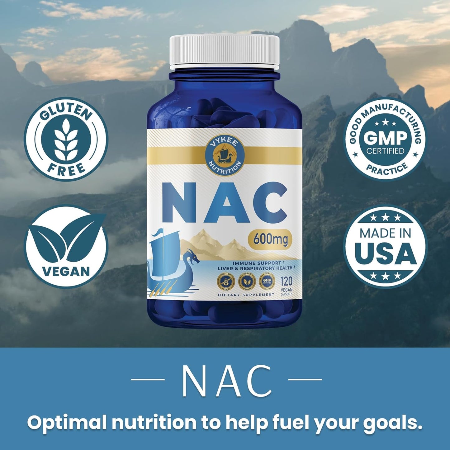 600mg N-Acetyl L-Cysteine Capsules for Antioxidant & Liver Support - Vegan & Non-GMO - 120 Capsules