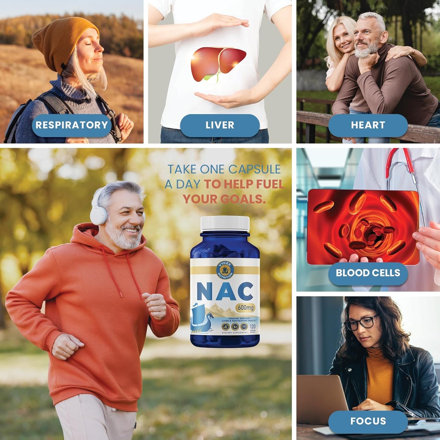 600mg N-Acetyl L-Cysteine Capsules for Antioxidant & Liver Support - Vegan & Non-GMO - 120 Capsules