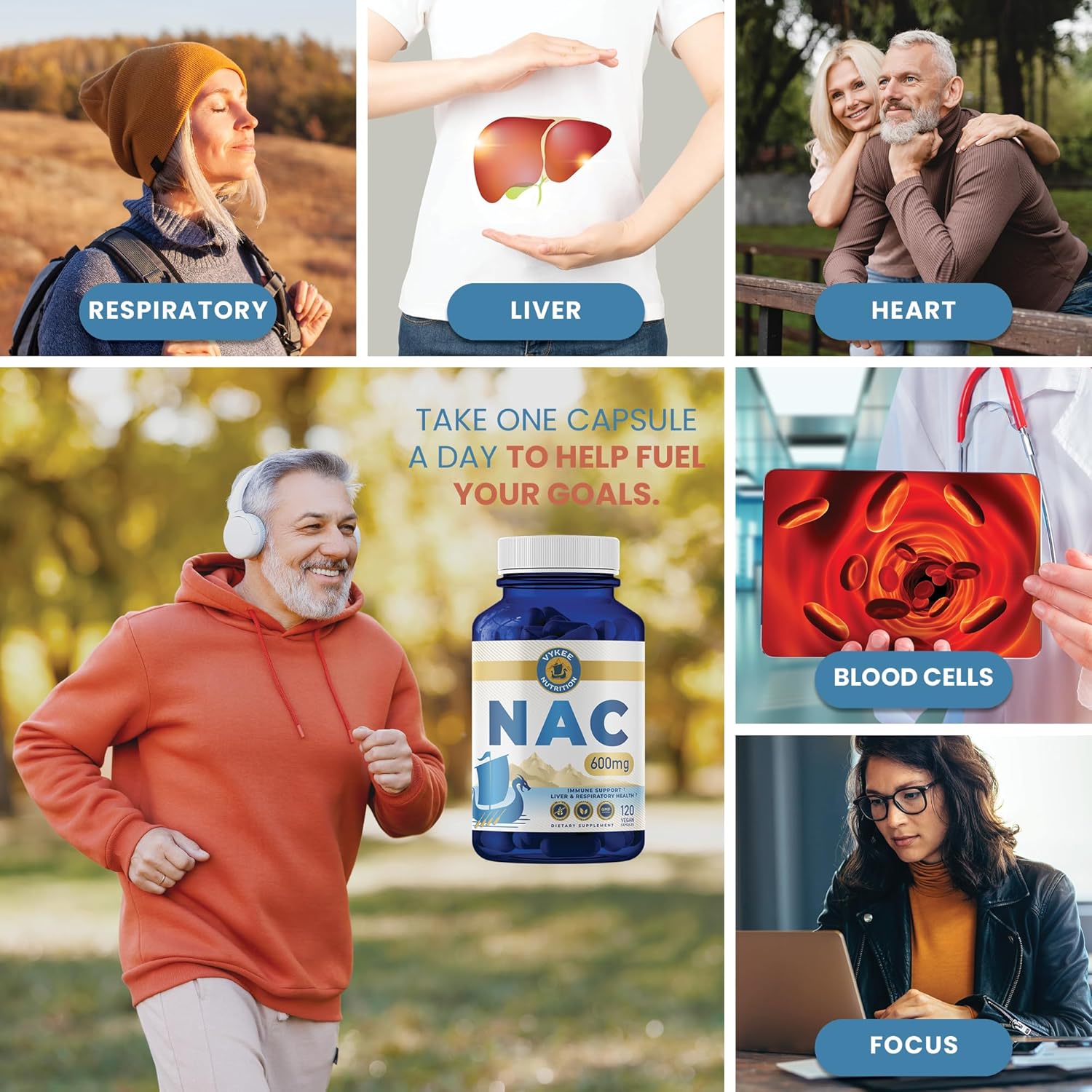 600mg N-Acetyl L-Cysteine Capsules for Antioxidant & Liver Support - Vegan & Non-GMO - 120 Capsules