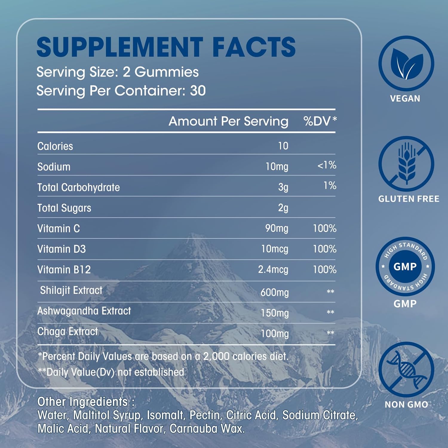 600mg Shilajit Gummies with Trace Minerals & Fulvic Acid for Energy & Immunity - Vegan Chewables for Men & Women - 60 Count