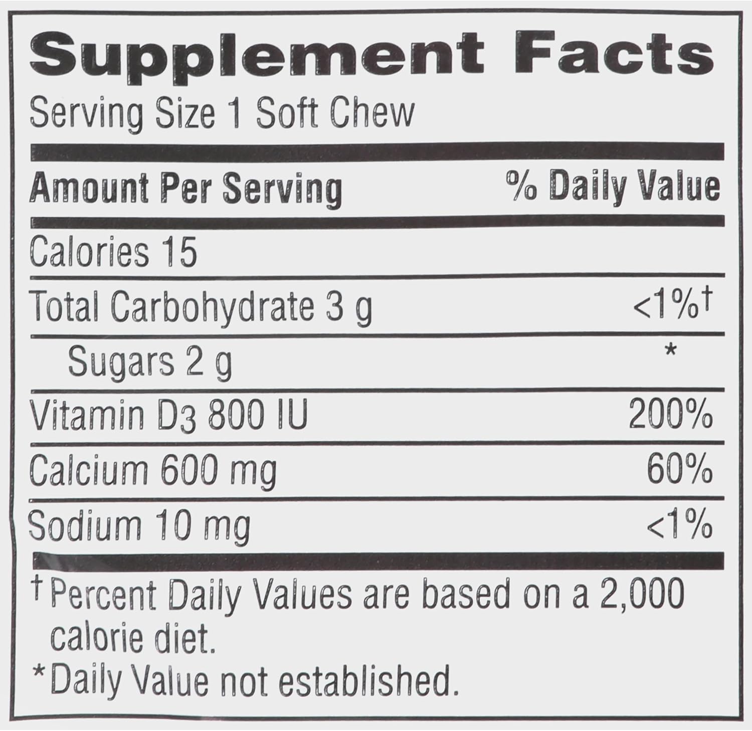 600mg Vanilla Crème Flavor Calcium and Vitamin D3 Supplement Soft Chews - 60 Count