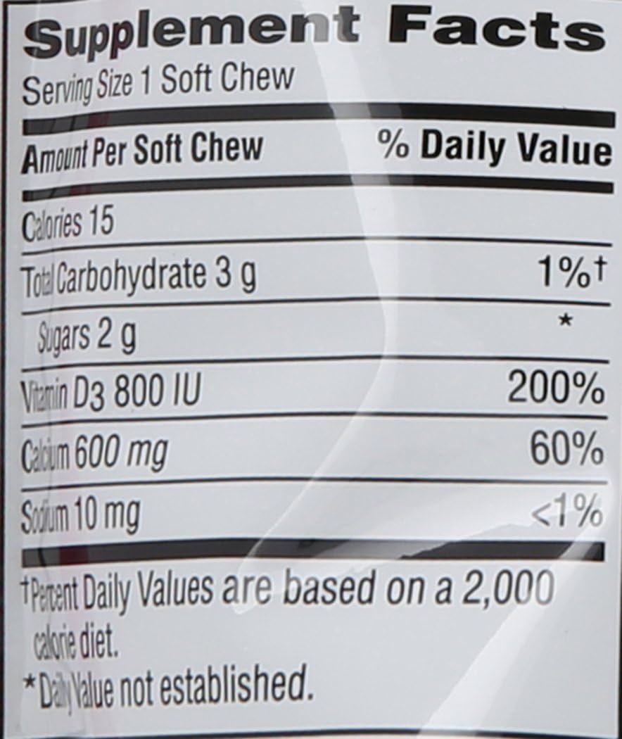 600mg Vanilla Crème Flavor Calcium and Vitamin D3 Supplement Soft Chews - 60 Count