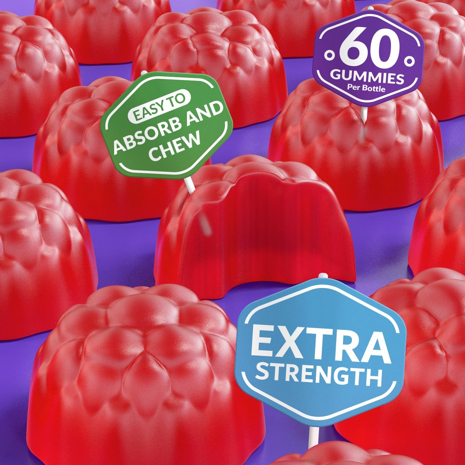 60ct Beilancy Magnesium Citrate Gummies with Blackcurrant and Raspberry Flavor for Relaxation - BoostGo Australia
