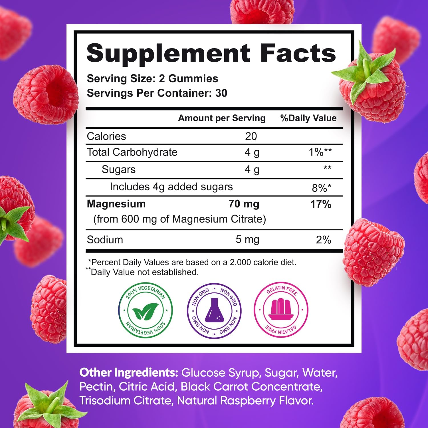 60ct Beilancy Magnesium Citrate Gummies with Blackcurrant and Raspberry Flavor for Relaxation - BoostGo Australia