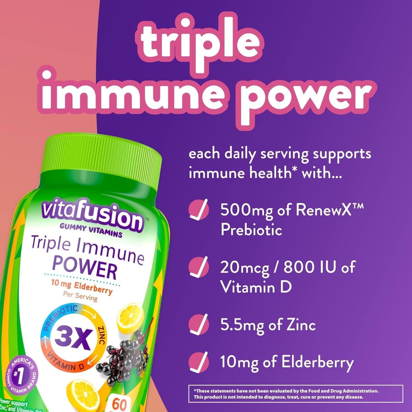 60ct Nature Mad Triple Immune Power Gummy Vitamins - Vitafusion Compatible