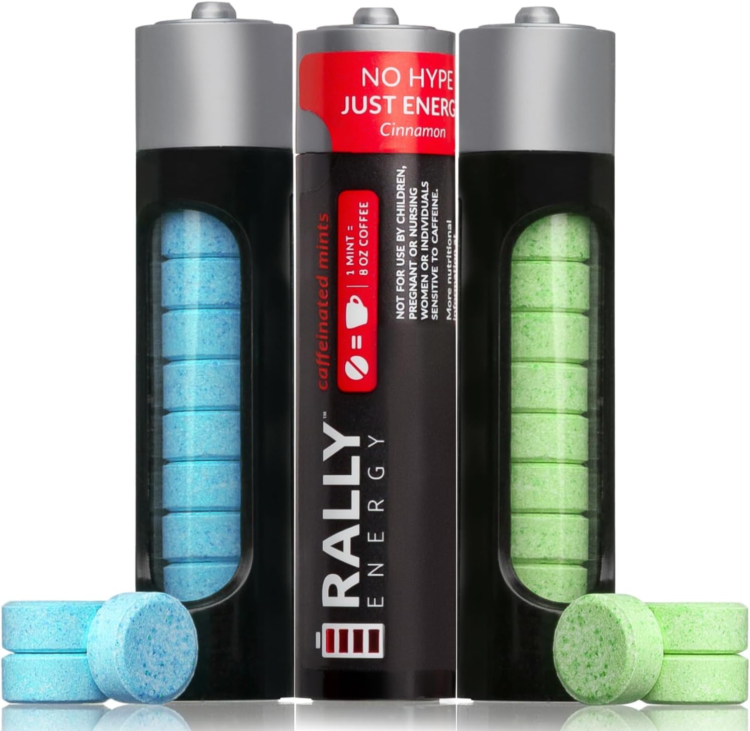 60mg Caffeine Mints Variety Pack - Instant Energy & Fresh Breath with Natural Peppermint, Cinnamon, Wintergreen - 0 Sugar - 3 Packs of 30 Mints