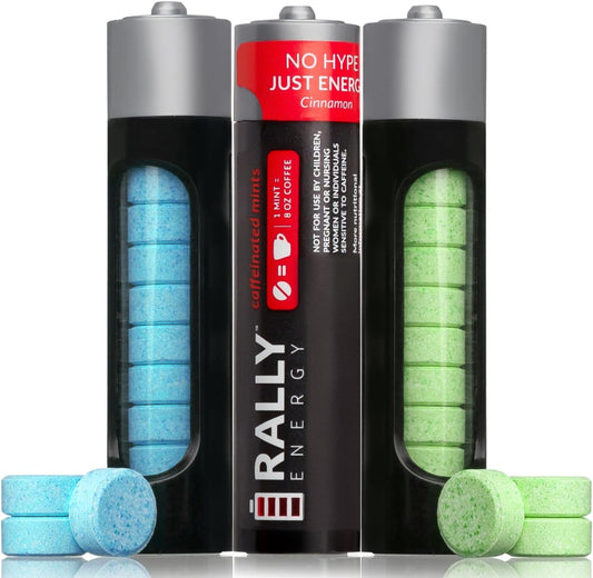 60mg Caffeine Mints Variety Pack - Instant Energy & Fresh Breath with Natural Peppermint, Cinnamon, Wintergreen - 0 Sugar - 3 Packs of 30 Mints