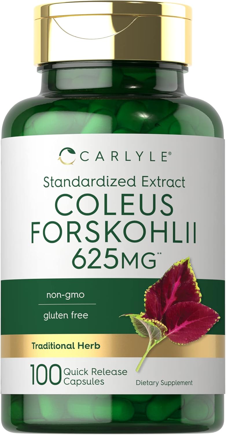 625mg Carlyle Coleus Forskohlii Capsules - 100 Count | Non-GMO & Gluten Free Forskolin Supplement