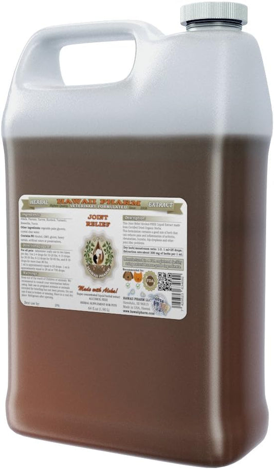 64 oz HawaiiPharm Alcohol-Free Joint Relief Liquid Extract for Pets - Natural Veterinary Herbal Supplement