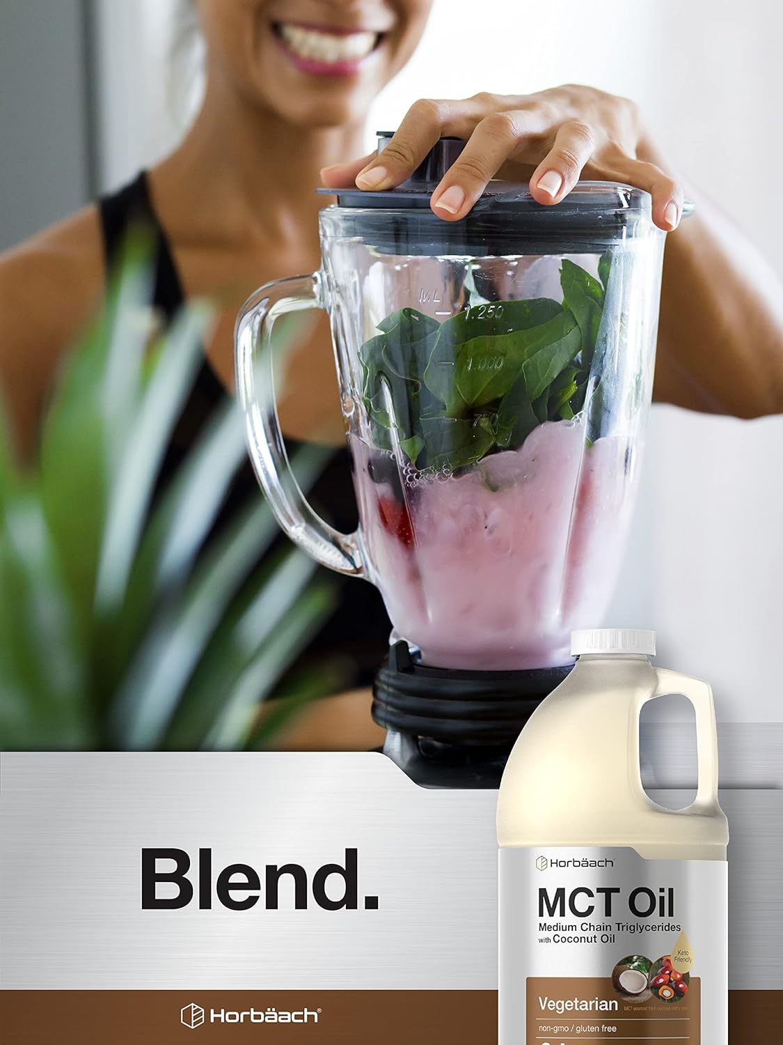 64 oz Horbäach MCT Oil - 100% Pure, Unflavored Formula - Ideal for Keto, Vegetarian, Non-GMO, Gluten Free - Mixes with Coffee, Tea, Juice