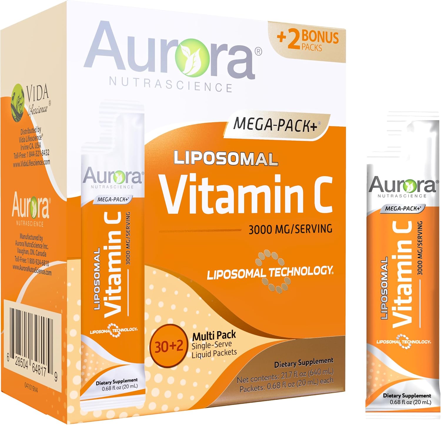 64 Packets of Vida Lifescience Aurora Nutrascience Mega Vitamin C & Glutathione Bundle - BoostGo Australia
